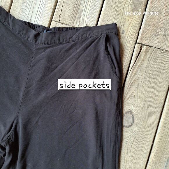 Ellos Womens Plus Size Barrel Cropped Black Wide-Leg Pants With Side Pockets 1X - Picture 3 of 8